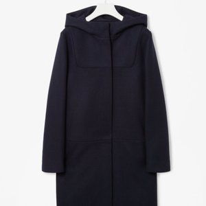 Women's Cos Black Wool Coat with Hood
